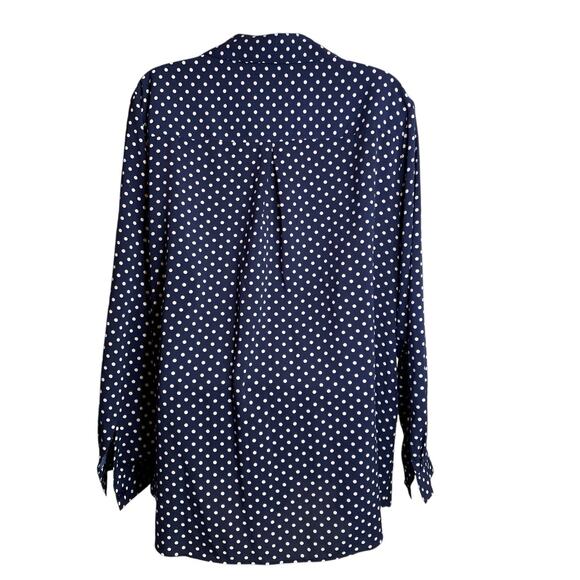Susan Graver Women's Blue White Polka Dot Tie Hem Blouse Size 18W Coastal Preppy - Picture 2 of 11